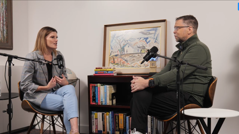 Bob and Jenn talking on the podcast episode