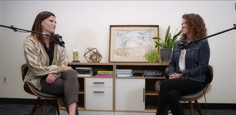 Kellie and Jenn talking on the podcast episode