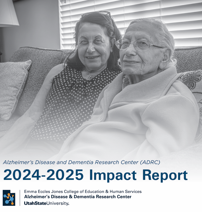Impact Report cover of an old mother sitting with her middle-aged daughter.