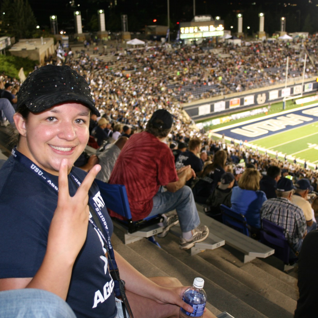 student at usu football game