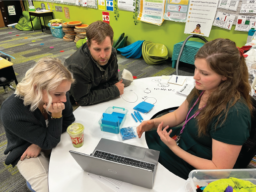 The state's first learning team discussing 2nd grade math teaching strategies.