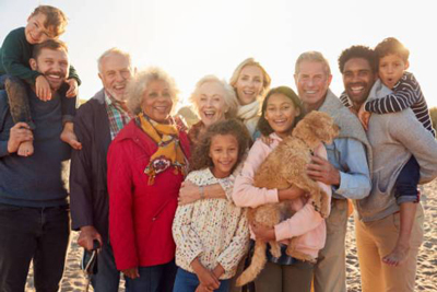 Extended multi-generational family posing for a photo