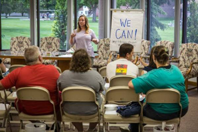 Teacher teaching in a classroom