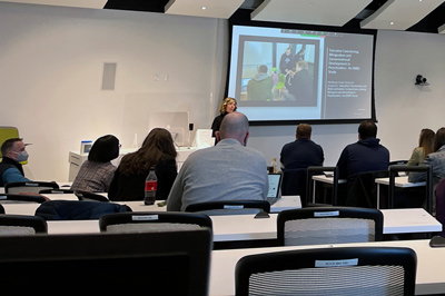 Faculty giving seminar in a classroom