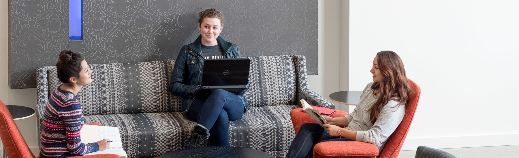 Students studying on campus