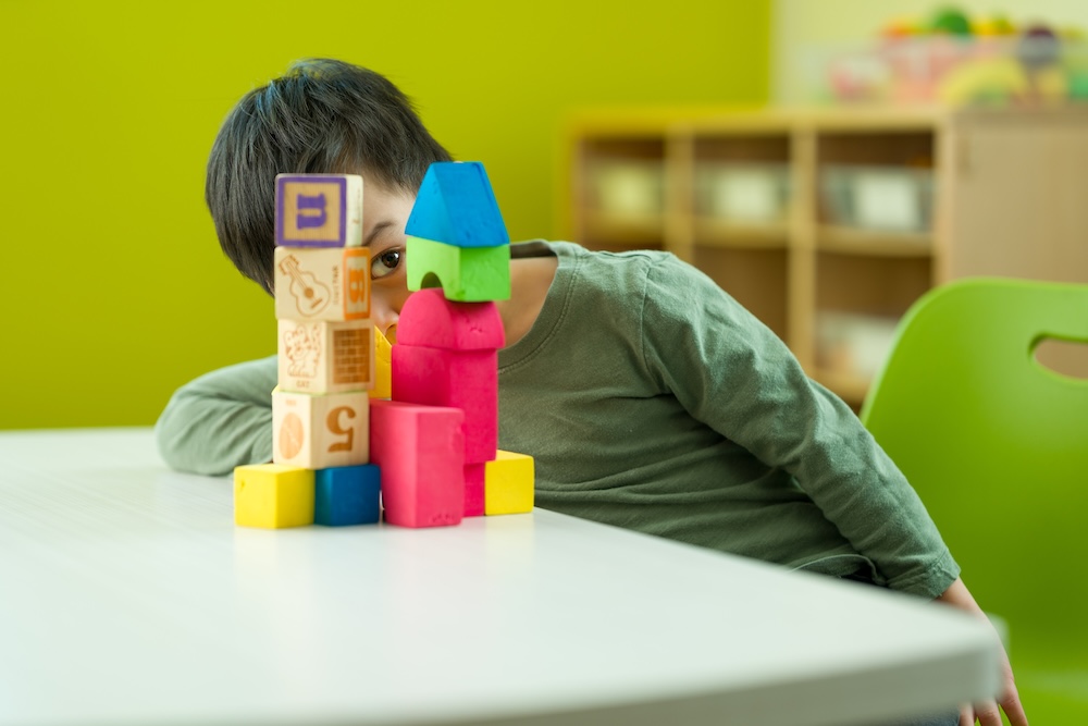 Child playing with blocks.