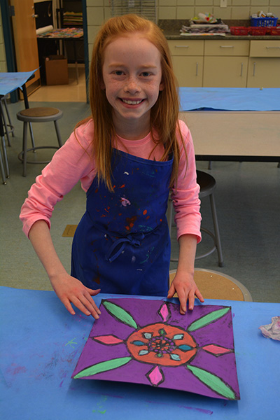 Girl working on art project
