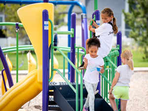 Children playing in a park.
